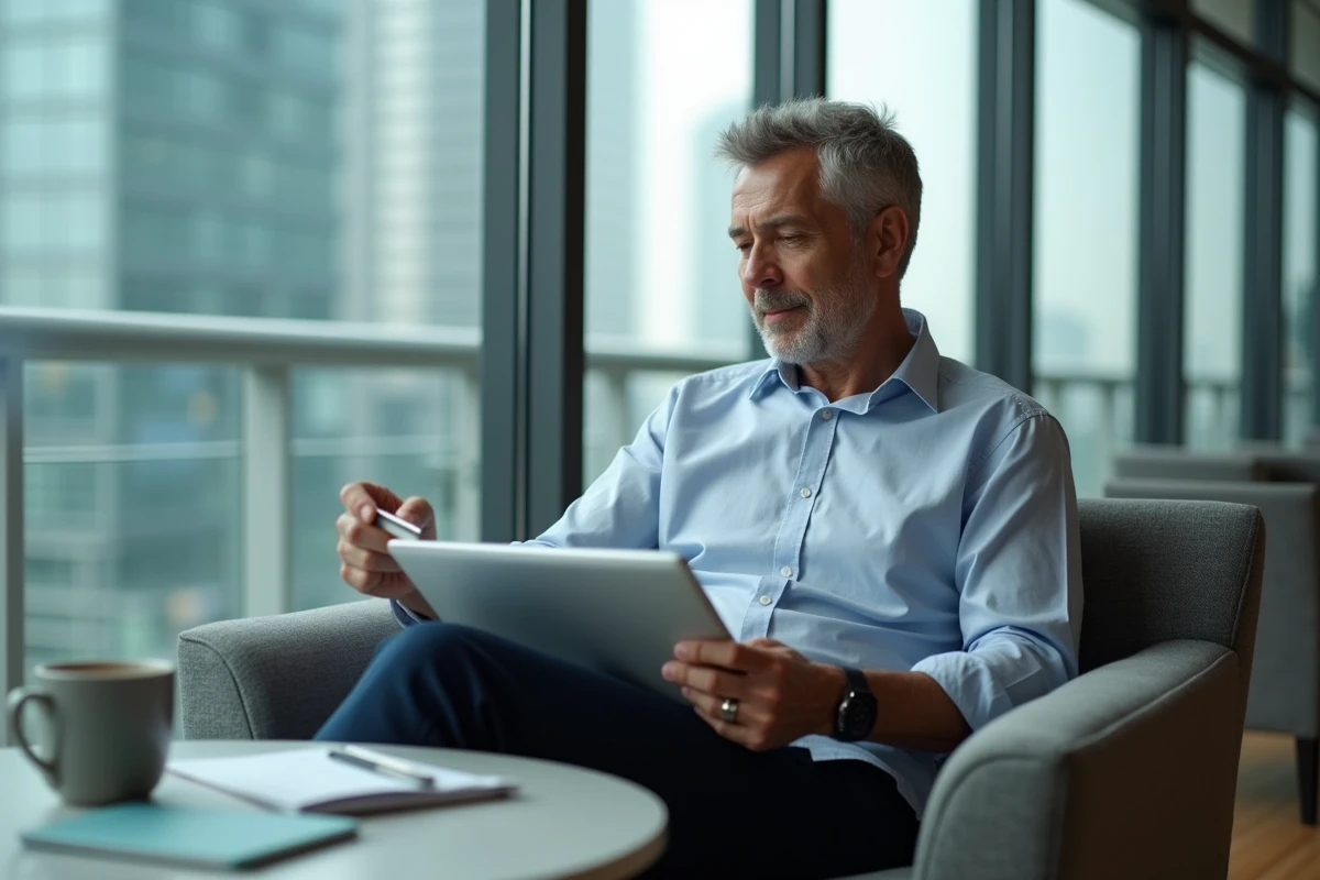 Homme d affaires avec carte de credit dans un espace moderne