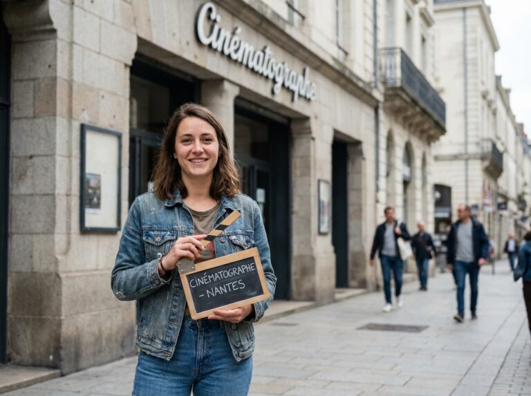 Jeune femme souriante devant le cinéma Nantes
